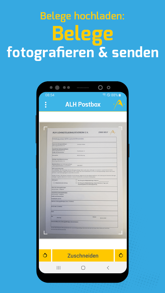 ALH Postbox App | Belege hochladen: Belege fotografieren & senden